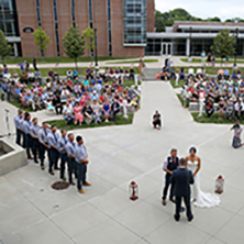 A wedding event being held at the Amphitheater at the MSC. 