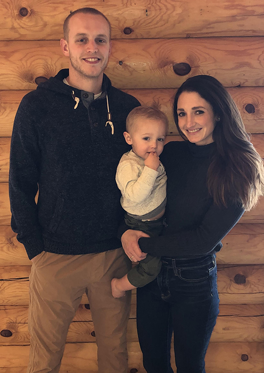 Morgan Schalow with her husband, Jake, at left, and her son, Tysen.