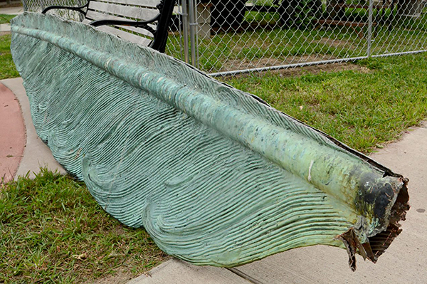 The “feather” portion of the quill is about nine feet long and two feet high.