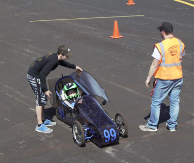 Cars from seven high schools competed.