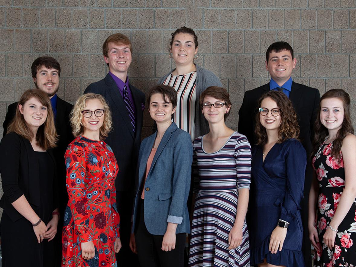 Stout Scholars, photographed in September 2019 at the scholarship ceremony in Memorial Student Center.