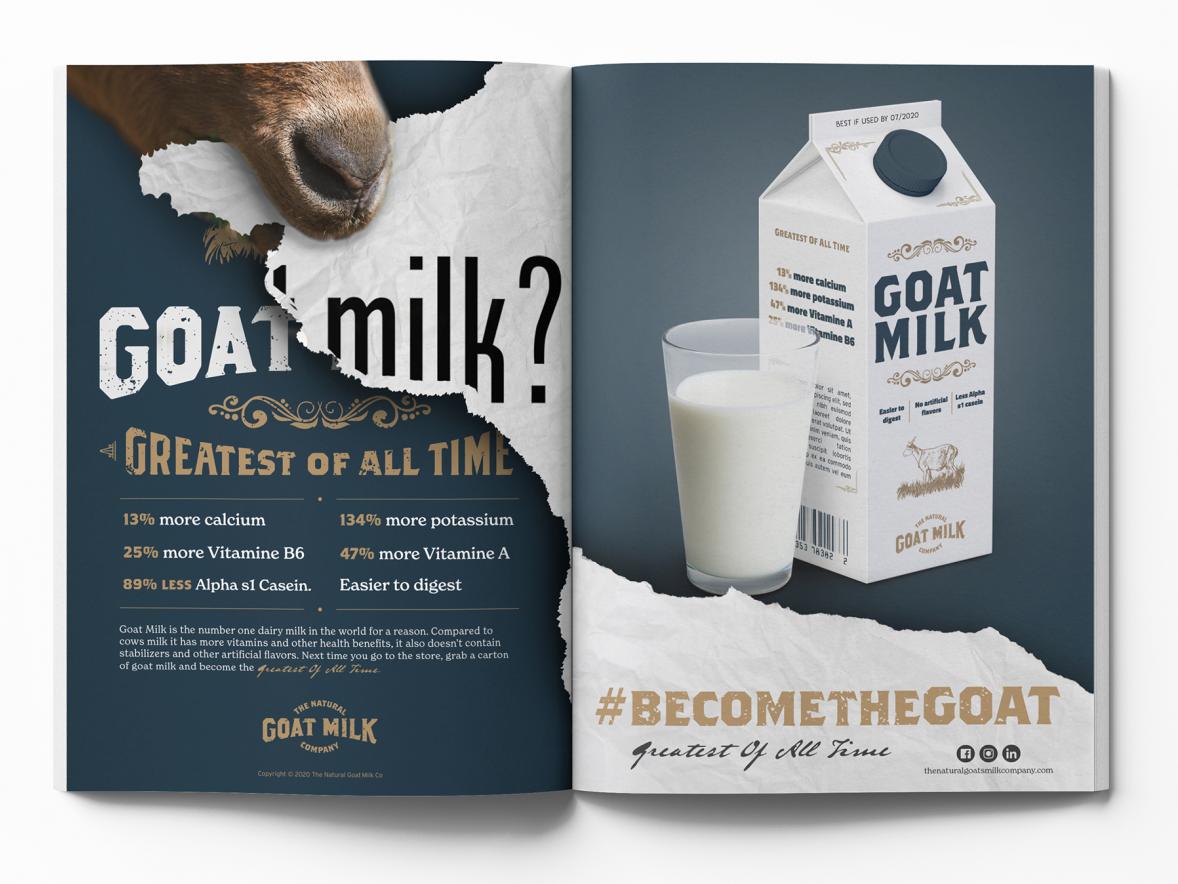 Daniel Nesja’s Goat Milk? advertising campaign won Best in Show in the student division of the Minnesota AdFed competition.