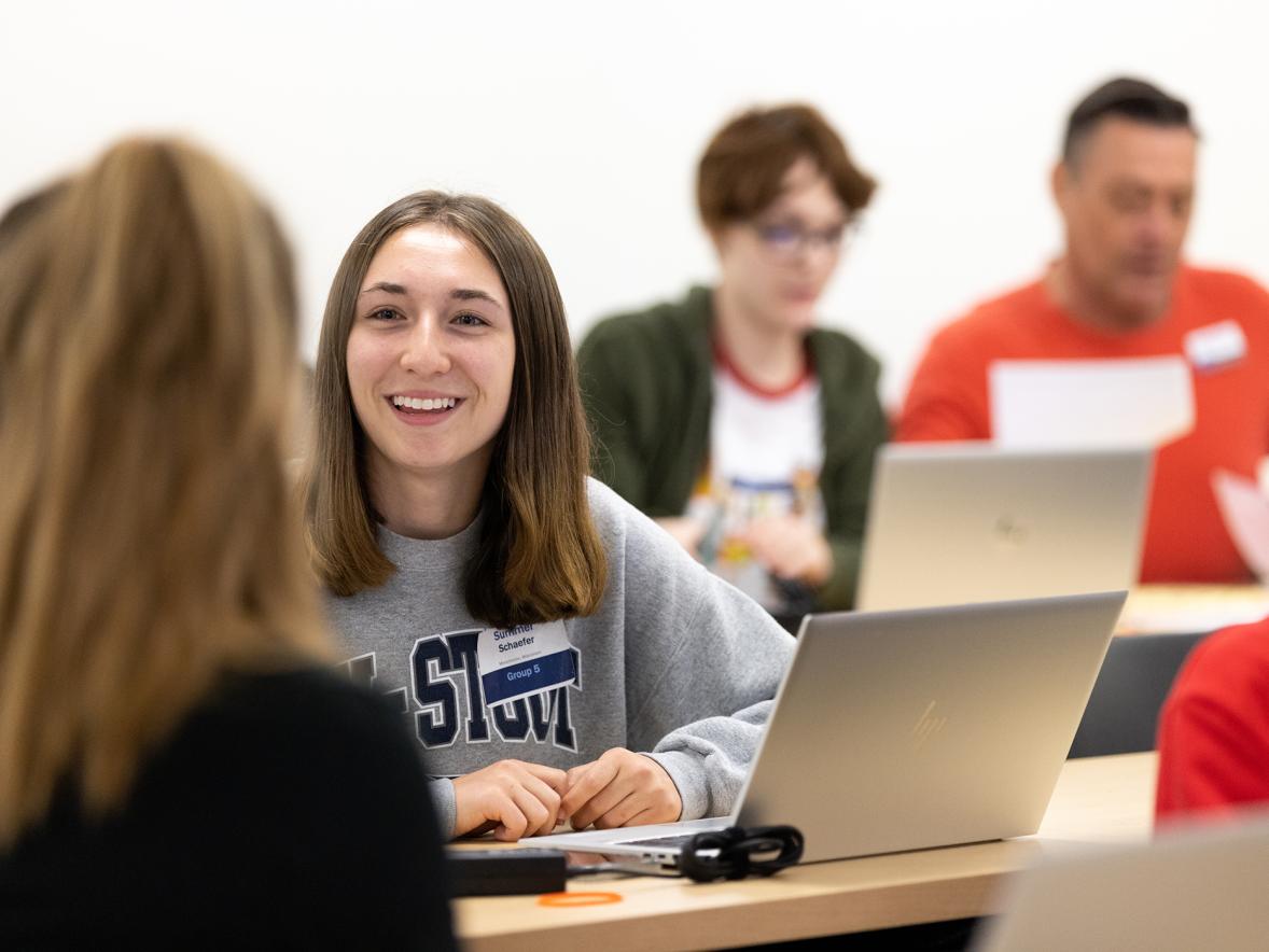 Students, including Summer Schaefer, second from left, take part in the summer registration and orientation for fall classes, which began Sept. 7.