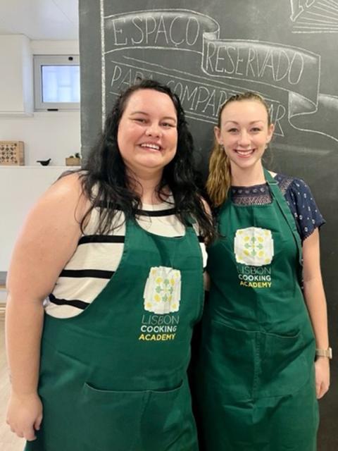 Ashley Barry and Alyssa Belling at a cooking class